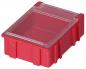 Preview: The image shows a rectangular, red storage box with a transparent lid. The box has smooth sides and a sturdy bottom. Perfect for storing small items.