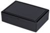 Preview: The image shows a rectangular, black plastic box. It features a flat lid and a smooth surface that slightly shines. The box appears simple and modern.