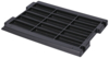 Preview: The image shows a rectangular, black plastic tray with ribbed compartments. It is flat and has small elevations at the corners for stability. The compartments are evenly arranged.