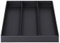 Preview: The image shows a flat, rectangular box in black, divided into three equal compartments by two vertical walls. Ideal for organizing items.