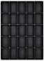 Preview: The image displays a black tray with 30 rectangular indentations, arranged in 6 rows and 5 columns. It has a smooth surface and is made from flexible material.