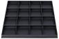 Preview: The image shows a black, square tray with 16 rectangular compartments that are evenly arranged. It has a smooth surface and high edges. Ideal for storing or displaying small objects.