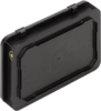 Preview: The image shows a flat, black box with rounded corners and a flap on top. It has a sturdy lid with side snap locks.