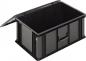 Preview: The image shows a black plastic box with a removable lid. It has a rectangular shape and a small handle on the front. The surface is smooth and sturdy.