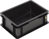 Preview: The image shows a rectangular, black plastic box with tall, straight sides and an open top. It has a sturdy construction and is suitable for storing items.