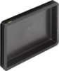 Preview: The image shows a rectangular, black plastic box without a lid. It has rounded corners and several small holes on the sides, likely for mounting. The inside is smooth.