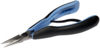 Preview: The image shows a pair of pointed pliers with blue and black rubber-grip handles. The jaws of the pliers are narrow and suitable for precise work. It is handy and lightweight.