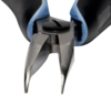 Preview: The image shows a pair of pliers with pointed, sharp blades made of shiny metal. The handles are wrapped in blue and black rubber components that provide a secure grip.