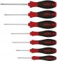 Preview: The image displays a set of six screwdrivers with ergonomic, black and red handles. The handles are labeled "wiha" and the blades vary in length.