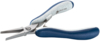 Preview: The image shows a pair of pliers with gray and blue handles. The pliers have a narrow, pointed opening and a metallic edge, suitable for precise gripping and cutting.