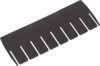 Preview: The image shows a black comb. It has a flat body and several wide tines that are evenly distributed. The comb is simple and functional in design.