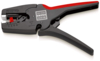 Preview: The image shows a cable crimping tool. It has grippy, black and red plastic handles and a metallic head with a mechanism for crimping cables.