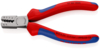 Preview: The image shows a combination pliers with red-blue handles. The pliers have a metal cutter with multiple adjustment options for wires, labeled with various sizes.