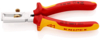 Preview: The image shows a cable cutter pliers with red and yellow handles. The head is made of shiny silver metallic material and has an opening for cables. The brand name "KNIPEX" is clearly visible.