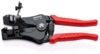 Preview: The image shows a wire cutter with red handles and a black body. It has a spring and an adjustable blade for stripping wires.