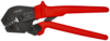 Preview: The image shows a wire-cutting pliers with red, ergonomically shaped handles and a black, metallic head equipped with various blades.