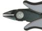 Preview: The image shows the tip of a pair of pliers. The pliers have gray, ergonomic handles and a narrow, pointed working surface that is suitable for precise cuts.