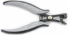 Preview: The image shows a pair of pliers with gray, rubberized handles and a black metal tip. It features a spring-loaded opening and is designed for precise gripping or cutting.