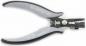 Preview: This is a pair of pliers with gray, ergonomic handles and a black metal head. It has a spring in the middle area and a small slot for cutting or stripping wires.