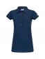 Preview: The image shows a dark blue polo shirt with short sleeves. It features a classic collar, a button placket, and a small logo on the sleeve. The material appears light and casual.