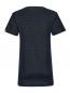 Preview: The image shows a dark blue T-shirt in a simple, straight cut. It has short sleeves and a round neckline. There is a small yellow label on the left shoulder.