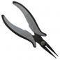 Preview: The image shows a pair of pliers with long, narrow tips. The handles are ergonomically designed, gray with a black rubber coating. It is suitable for precise cutting tasks or gripping small objects.