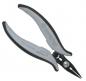 Preview: The image shows a pair of pliers with long, narrow jaws. The handles are ergonomically shaped, gray with black rubber elements for additional grip. The pliers have a shiny, metallic surface.