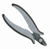 Preview: The image shows a pair of pliers with rounded, gray handles and a narrow, shiny blade. It is designed for precise cutting or gripping.