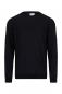 Preview: The image shows a black sweater with long sleeves. The collar is round, and there is a small, conspicuous logo or emblem on the left arm. The fabric appears soft and casual.