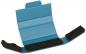 Preview: The image shows a foldable blue cardboard box with two black foam strips on the sides. It has an upright center and is probably used for protecting or transporting items.