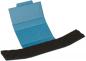 Preview: The image displays a blue, centrally folded piece of cardboard with a black, elongated adhesive area. The cardboard is open and reveals the adhesive strip.