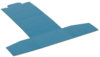 Preview: The image shows a flat, blue cardboard box with several fold lines. The shape is rectangular with two side flaps that can be closed for stabilization.