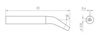 Preview: The image shows a technical drawing of a curved object with the dimensions: length 23 mm, a bend of 30°, and a diameter of 0.8 mm at one end.