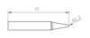 Preview: The image shows a technical drawing of an object that is 17 units long. It has a cylindrical body and a pointed tip with a radius of 0.2.