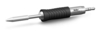 Preview: The image shows a soldering iron with a metallic, pointed tip and a rubberized, black handle. The handle has a ribbed structure for better grip.