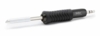 Preview: The image shows a soldering iron with a black, ribbed handle. The tip is metallic and tapered, ideal for precise soldering. The handle provides a good grip.