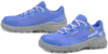 Preview: The image displays a pair of athletic shoes in bright blue with gray soles. The upper part is made of breathable material with mesh structures, equipped with white shoelaces.