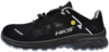 Preview: The image shows a black sports shoe with breathable mesh material and reflective elements. It has a sturdy sole and modern lacing. A yellow logo is visible.