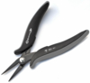 Preview: The image shows a narrow pair of pliers with an ergonomic handle. The handles are black with gray elements. The tip of the pliers is pointed and slim for precise work.