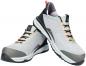 Preview: The image shows a pair of light, sporty shoes. They are in a light gray with black and pink accents. The sole is thick and provides good grip.