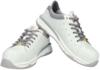 Preview: The image shows a pair of bright, sporty shoes. They are made of smooth material with gray laces and feature a breezy, padded insole as well as a sturdy, gray rubber sole.