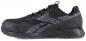 Preview: The image shows a black Reebok sports shoe. It features a modern design with a textured surface and gray design elements. The sole is stable and slightly elevated.