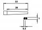 Preview: The image displays technical drawings with dimensions. At the top, there is a conical body with a length of 32 and 28 units. Below, two small circles and additional measurements are visible.