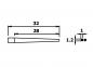 Preview: The image displays a technical drawing of a conical object. It has a length of 32 mm, a width of 28 mm, and a cross-section with two holes, one with a diameter of 1 mm and the other with a diameter of 1.2 mm.