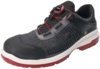 Preview: The shoe is black with gray and red accents. It has a textured upper and a sturdy sole. A BOA closure system ensures an easy fit. Ideal for work and leisure.