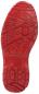 Preview: The image shows the sole of a shoe in bright red. The sole features a textured pattern with various grooves and indentations that provide grip and stability.