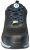 Preview: The shoe is black with blue shoelaces. It has a breathable surface and a reinforced rubber toe cap. The sole is sturdy and provides good grip.