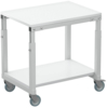 Preview: It is a small, white table with two shelves. It has four wheels that make it easy to move, and is made from sturdy material.