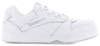 Preview: The image shows a white Reebok sports shoe. It has a classic shape with laces and subtle side lines. The sole is sturdy and slightly elevated.