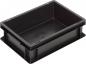 Preview: The image shows a rectangular, flat plastic box in black. It has rounded edges and is sturdy. The walls are smooth, with a clear interior for storing items.